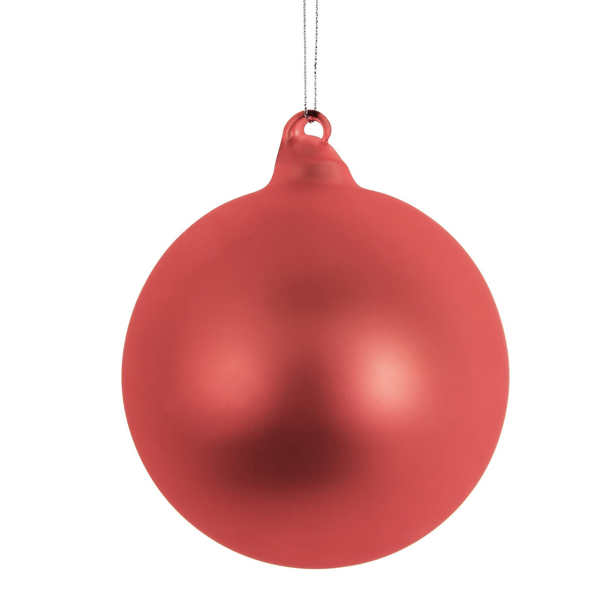 120mm salmon-colored Christmas ball ornament with a smooth matte finish and silver hanging string.