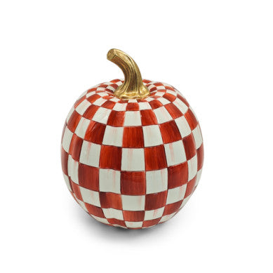 Small pumpkin with a paprika red checkered pattern