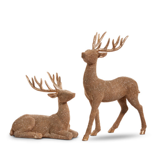 Bronze glittered resin deer figurine with a detailed antler silhouette.
