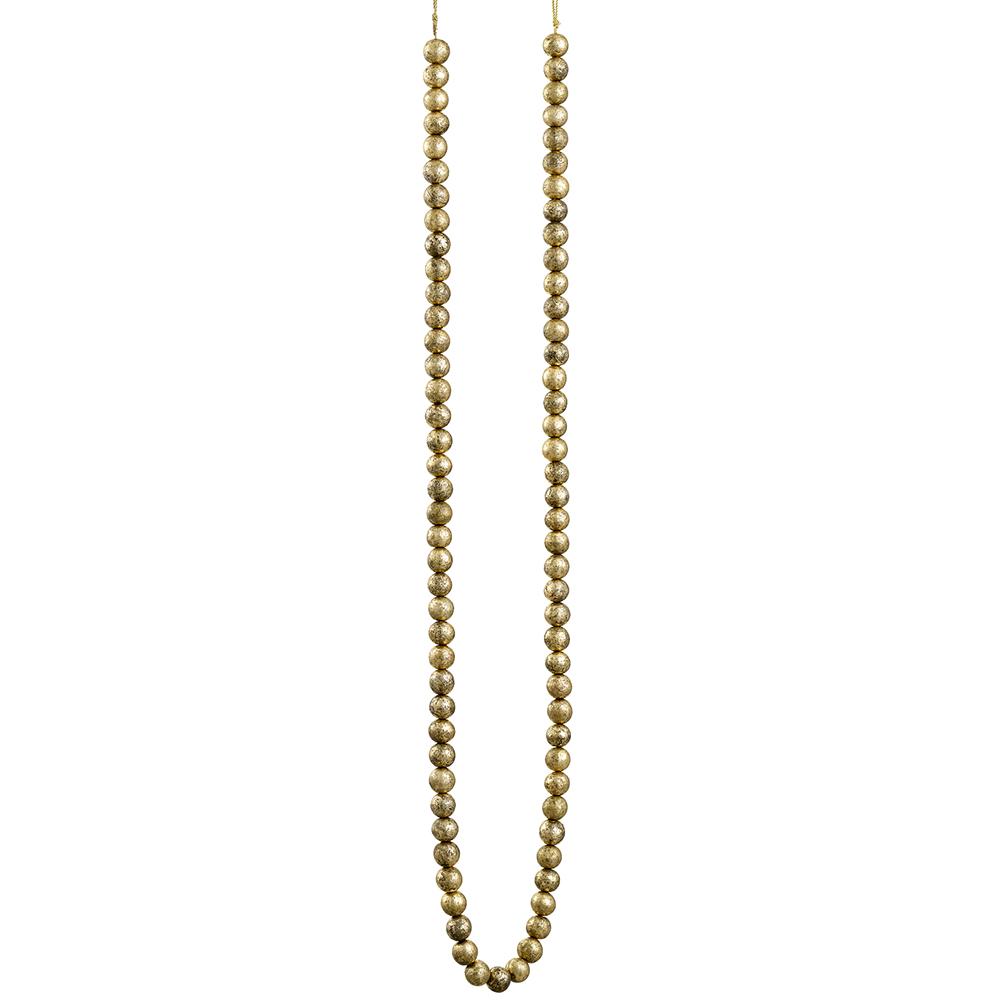6-foot gold antique wood bead garland made from Indian Neem wood with polyester accents.