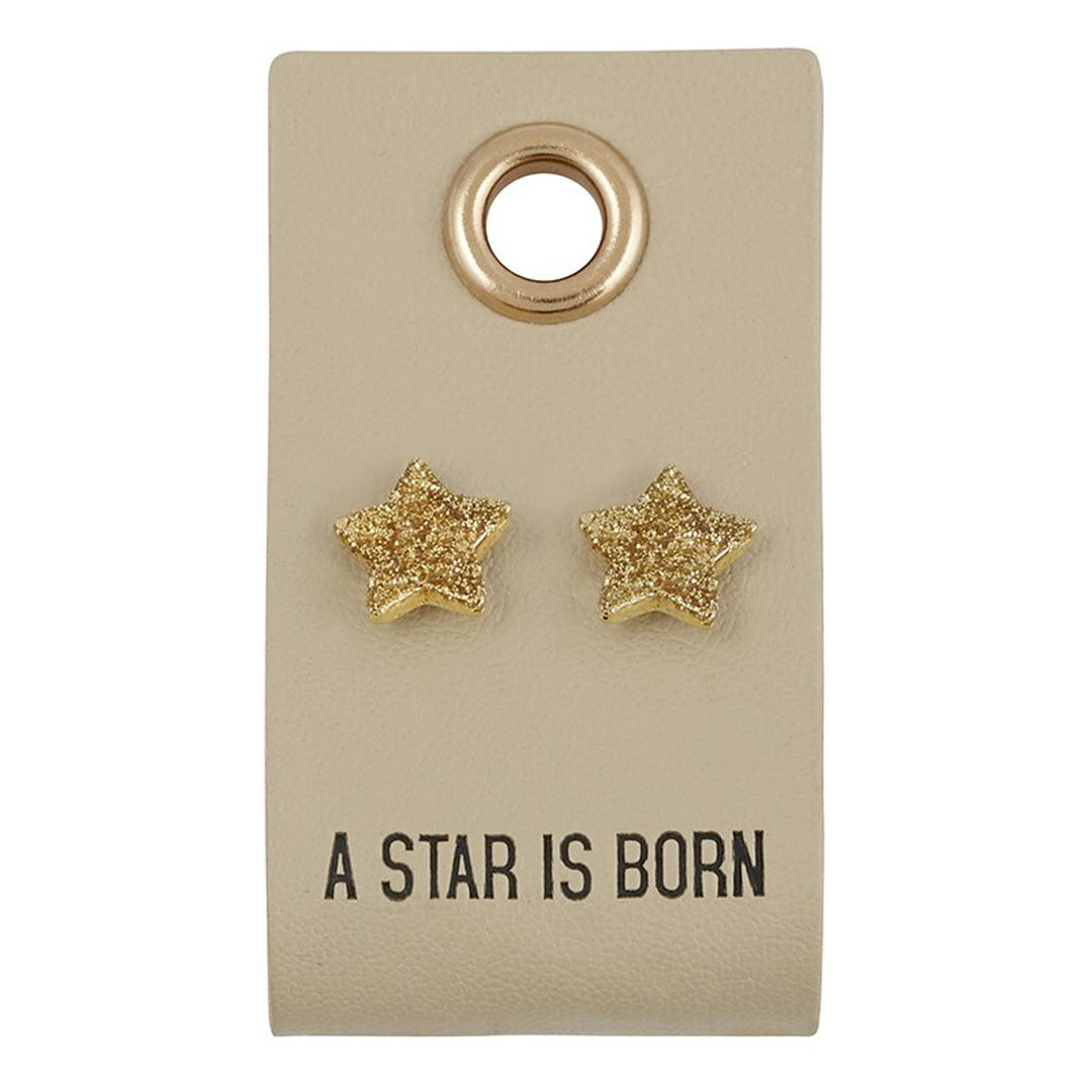 Leather Stud Tag Earrings