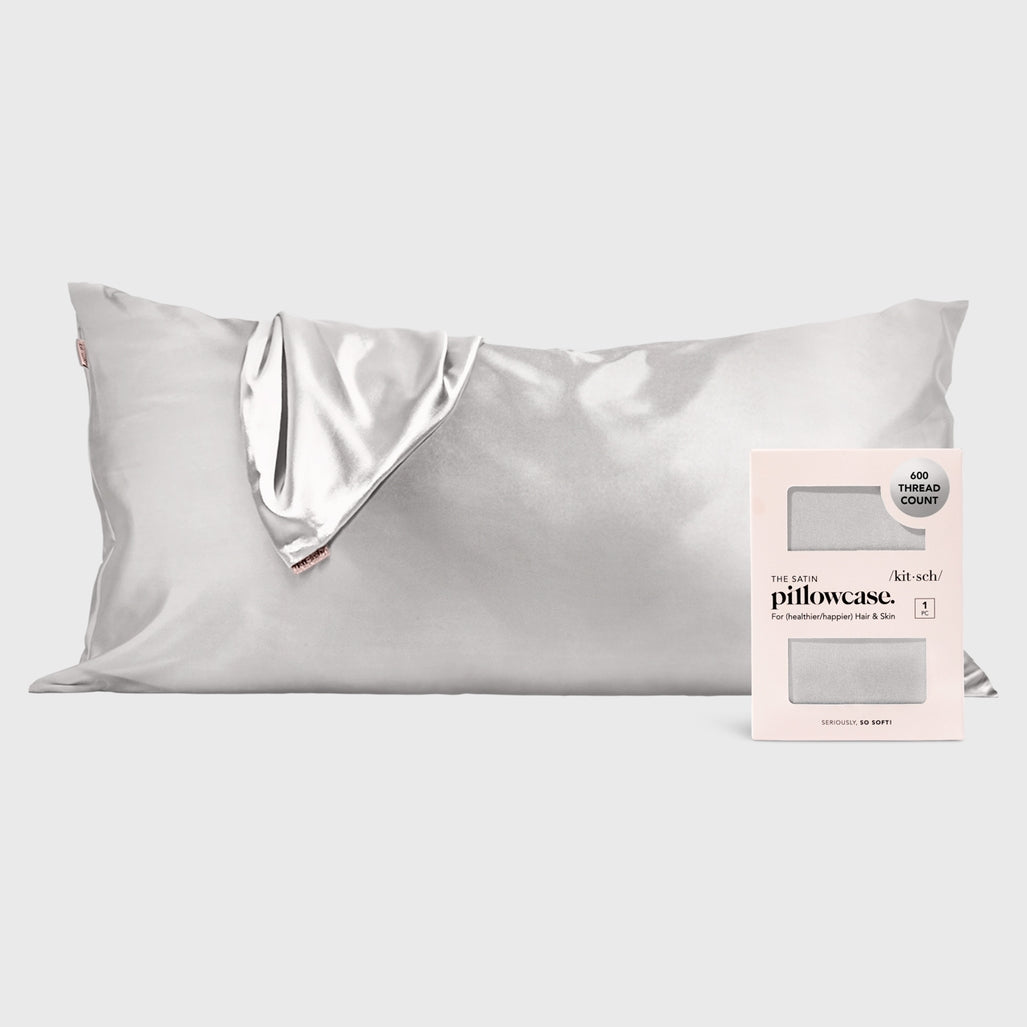 Satin pillowcase in a neutral tone with smooth texture