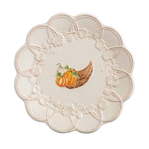 8-inch stoneware salad plate with a scalloped edge in neutral tone