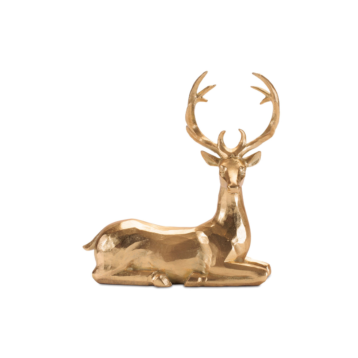 Resin deer figurine with metallic finish in a standing pose