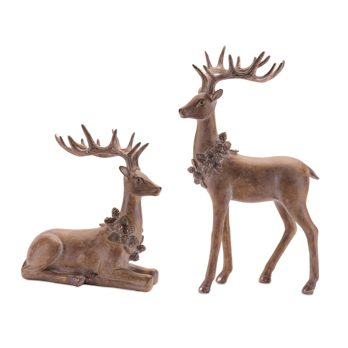 Resin deer figurine with metallic finish in graceful standing pose.