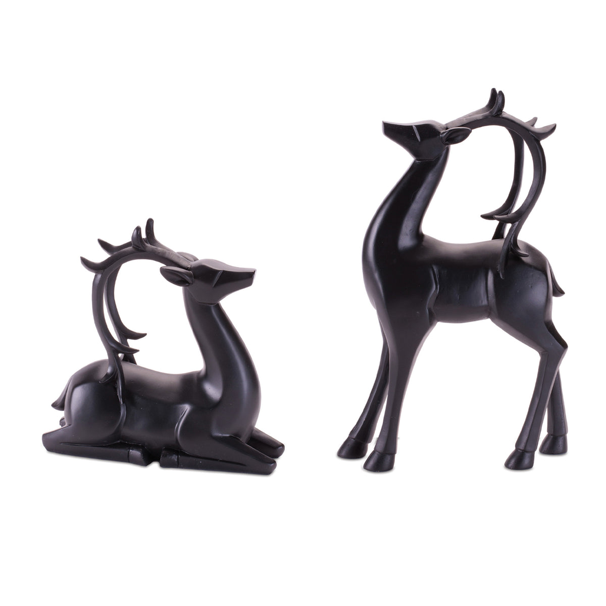 Resin deer figurine with graceful stance in natural tones