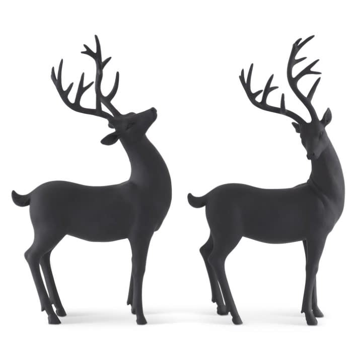 Matte black resin deer figurine with a minimalist silhouette.
