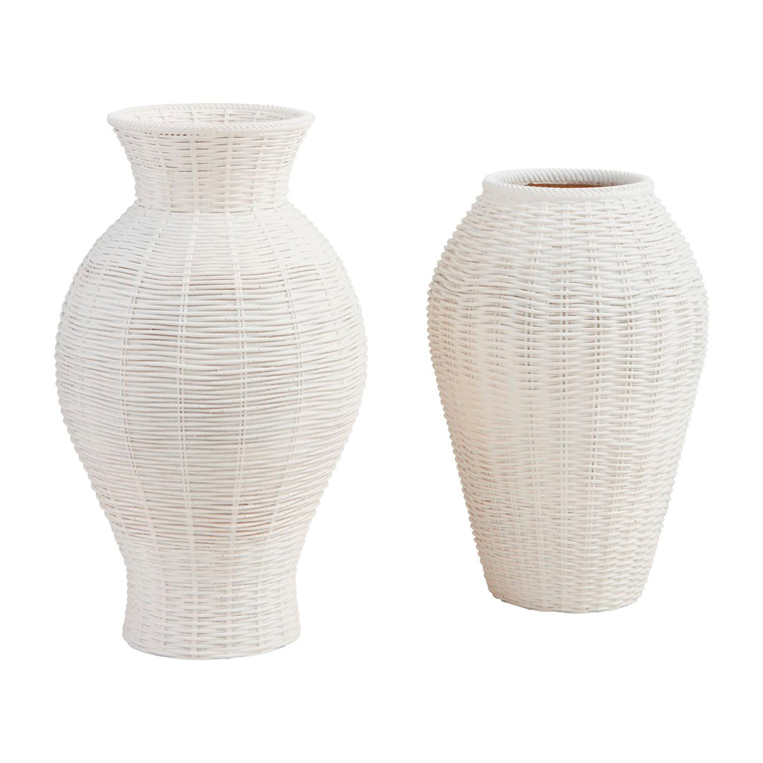 White Basket Weave Vases
