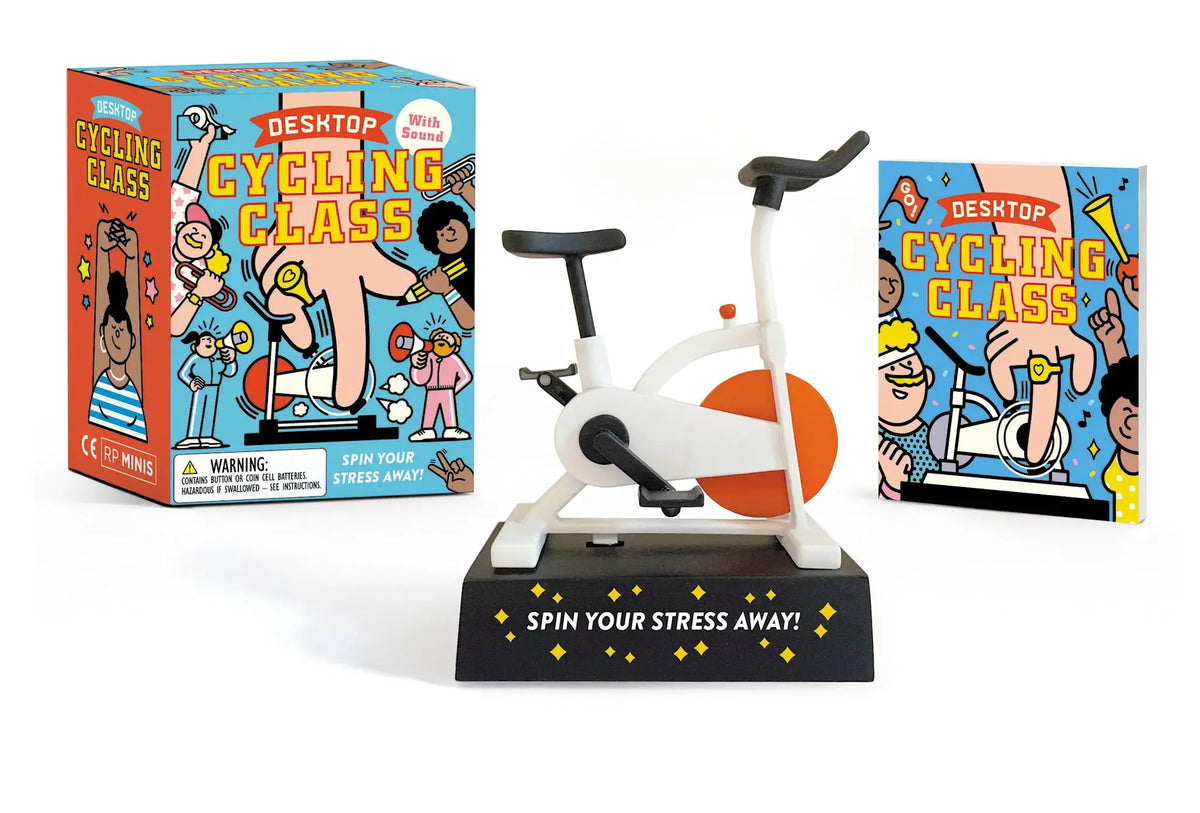 Miniature finger exercise bike with music player buttons in a compact kit.