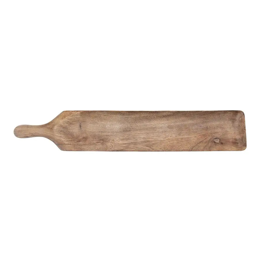 Mango wood serving board with handle in natural finish