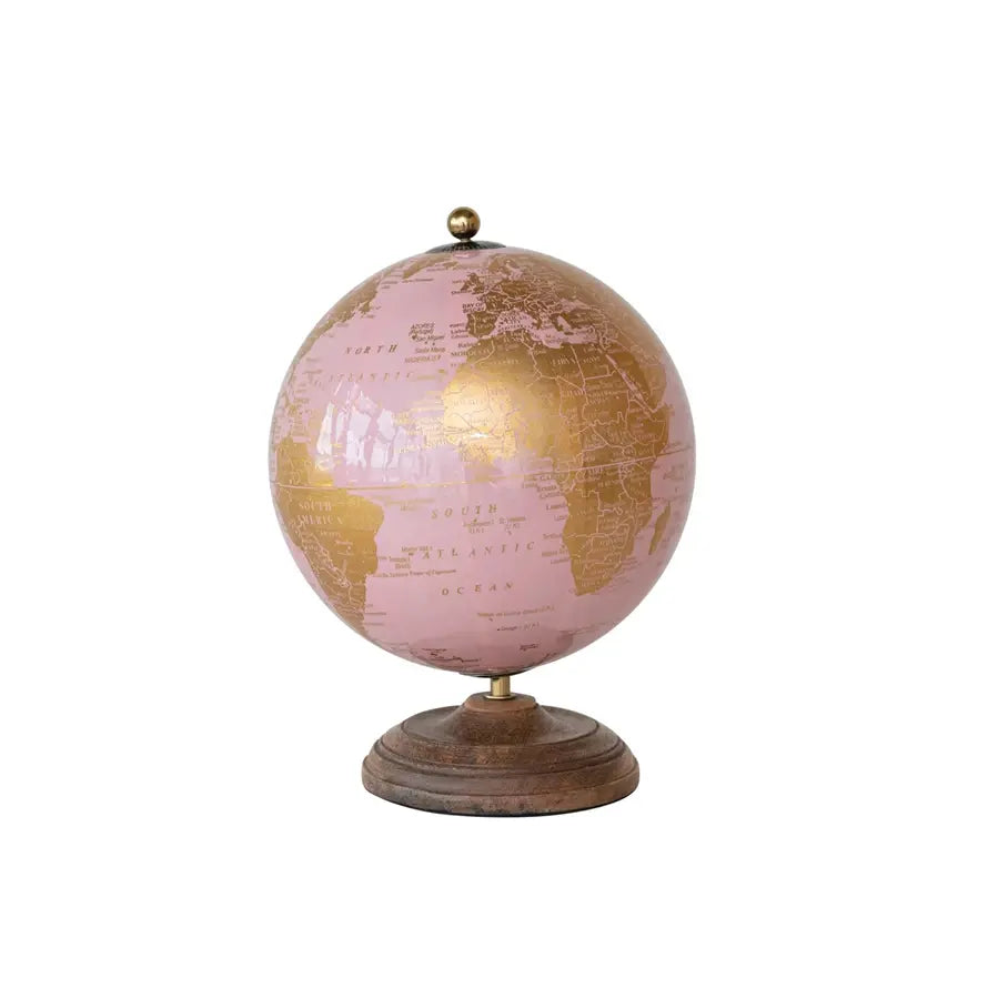 Metal & PVC Globe on Mango Wood Stand