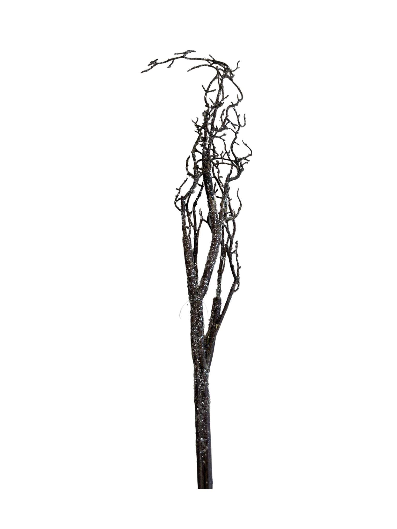 A 40-inch dark brown decorative branch with a frosted, iced texture and multiple thin twigs.