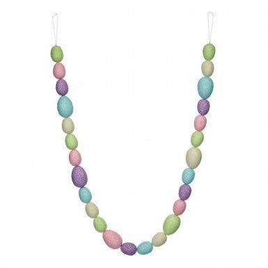 60-inch white Styrofoam Easter egg garland with a repeating pattern silhouette.