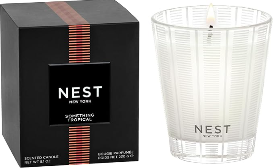 Nest Classic Candle in a clear glass jar with white wax.