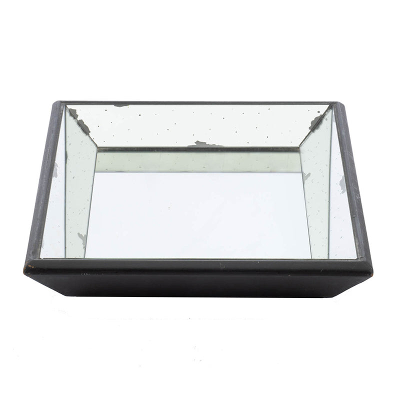 Rectangular glass mirror tray with a sleek rectangular silhouette