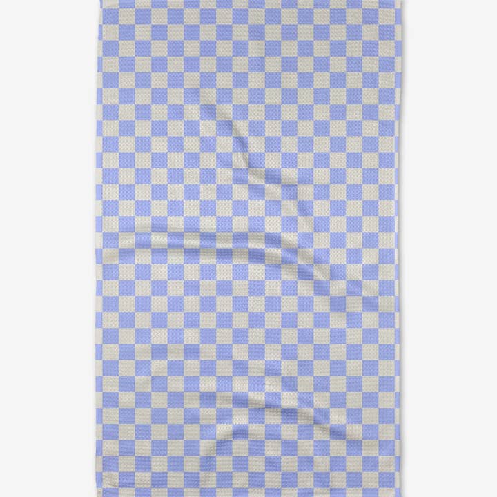 Recycled polyester waffle weave tea towel with single-sided print