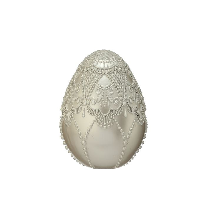 6.5-inch resin beaded fancy egg with a textured surface pattern.