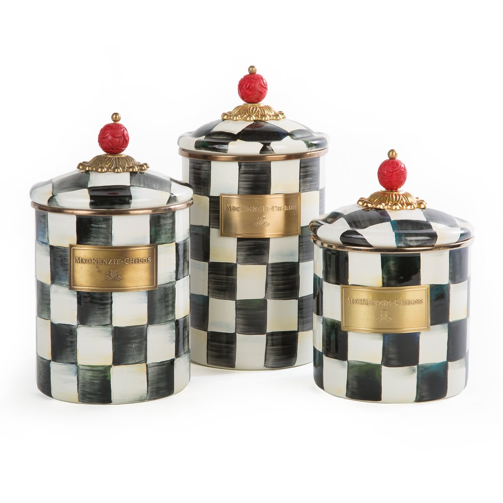 Courtly Check Enamel Canister - Sold Individually