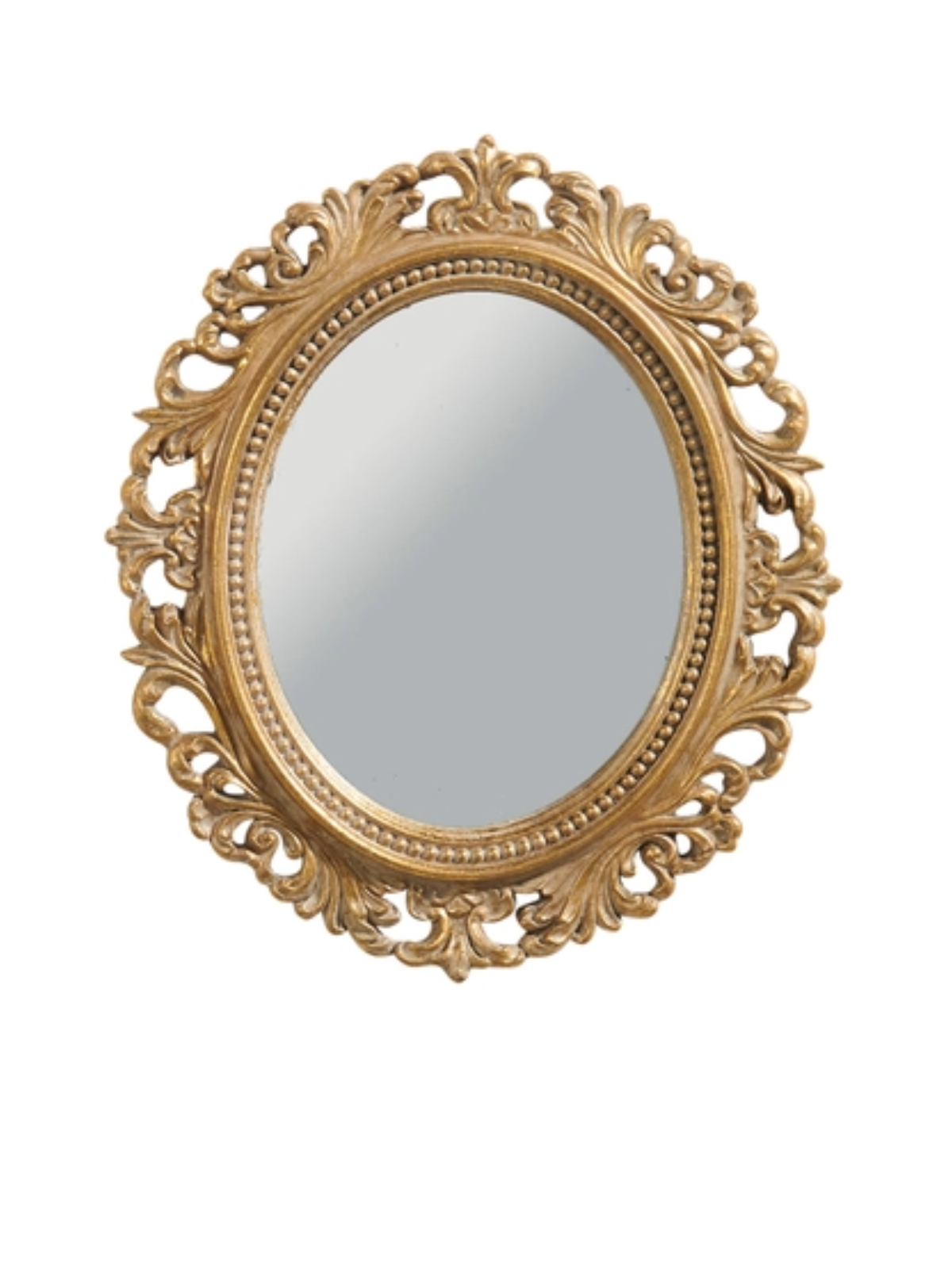 Vintage gold mirror with scrolled lace frame in natural stone powder finish