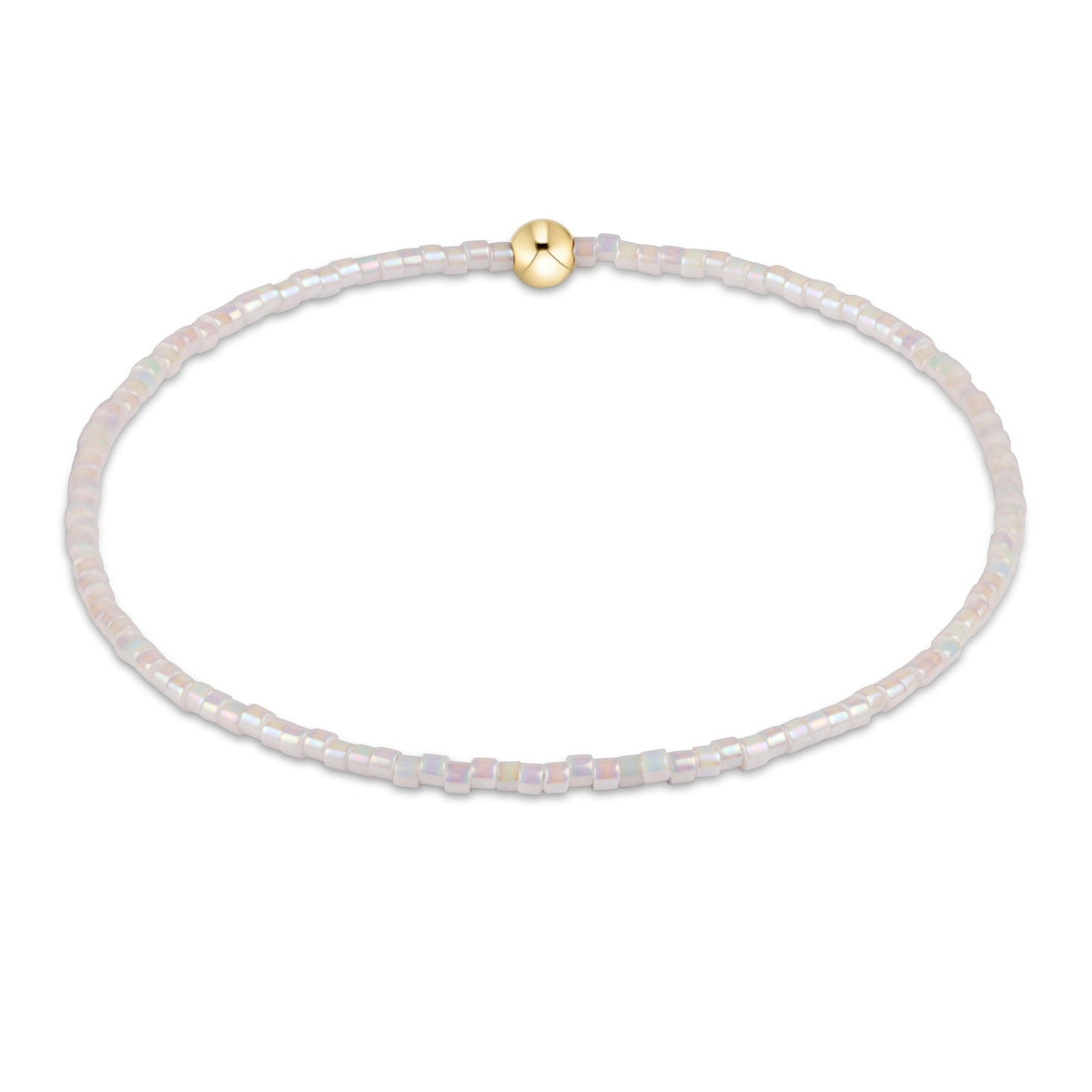 Egirl Hope Classic bracelet featuring a gold-filled bead with black seed beads on stretch elastic.