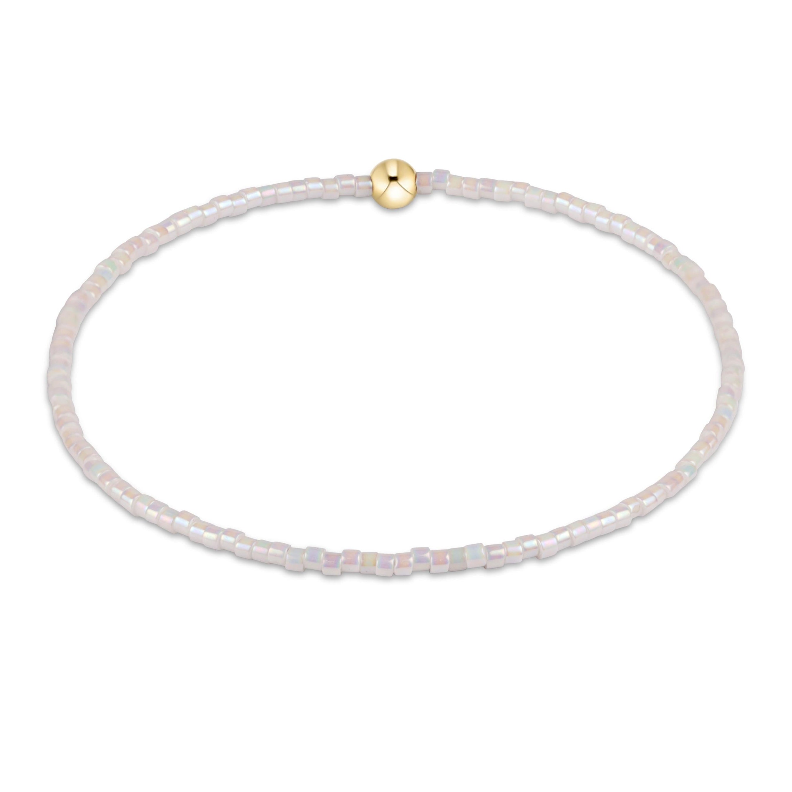 Egirl Hope Classic bracelet featuring a gold-filled bead with black seed beads on stretch elastic.