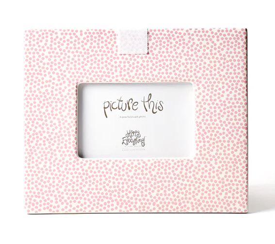 Ceramic mini rectangle frame in pink with small dot pattern