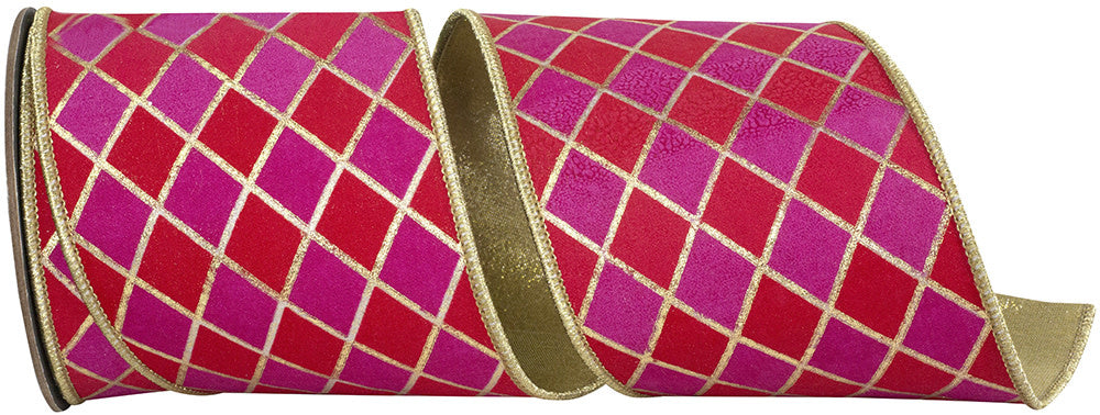 4-inch wide metallic outline wired edge trim in dark hue with diamond pattern