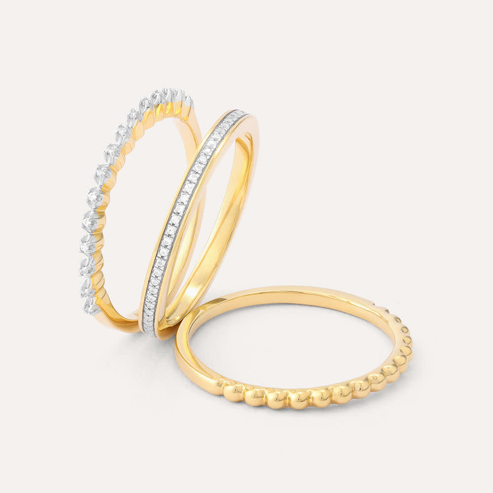 Stackable ring with diamond accents in gold-plated sterling silver