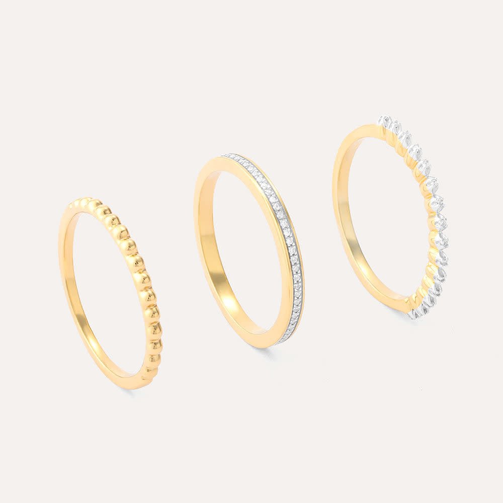 Stackable ring with diamond accents in gold-plated sterling silver