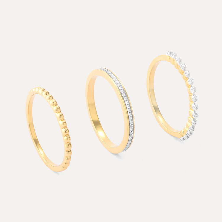 Stackable ring with diamond accents in gold-plated sterling silver