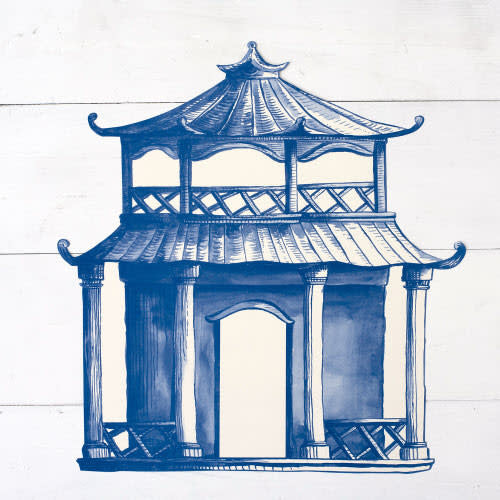Die-cut pagoda placemat with recycled content in a geometric pattern.