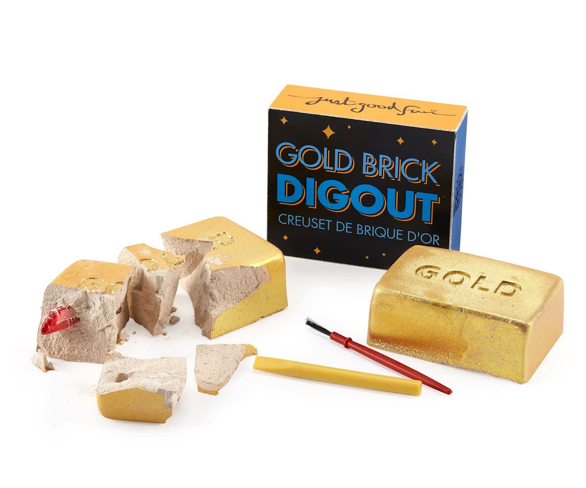 Gold Brick Digout excavation nugget with crumbly texture in a small rectangular shape.