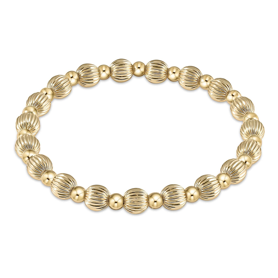 Gold-filled dignity bead bracelet with grateful pattern on high performance elastic