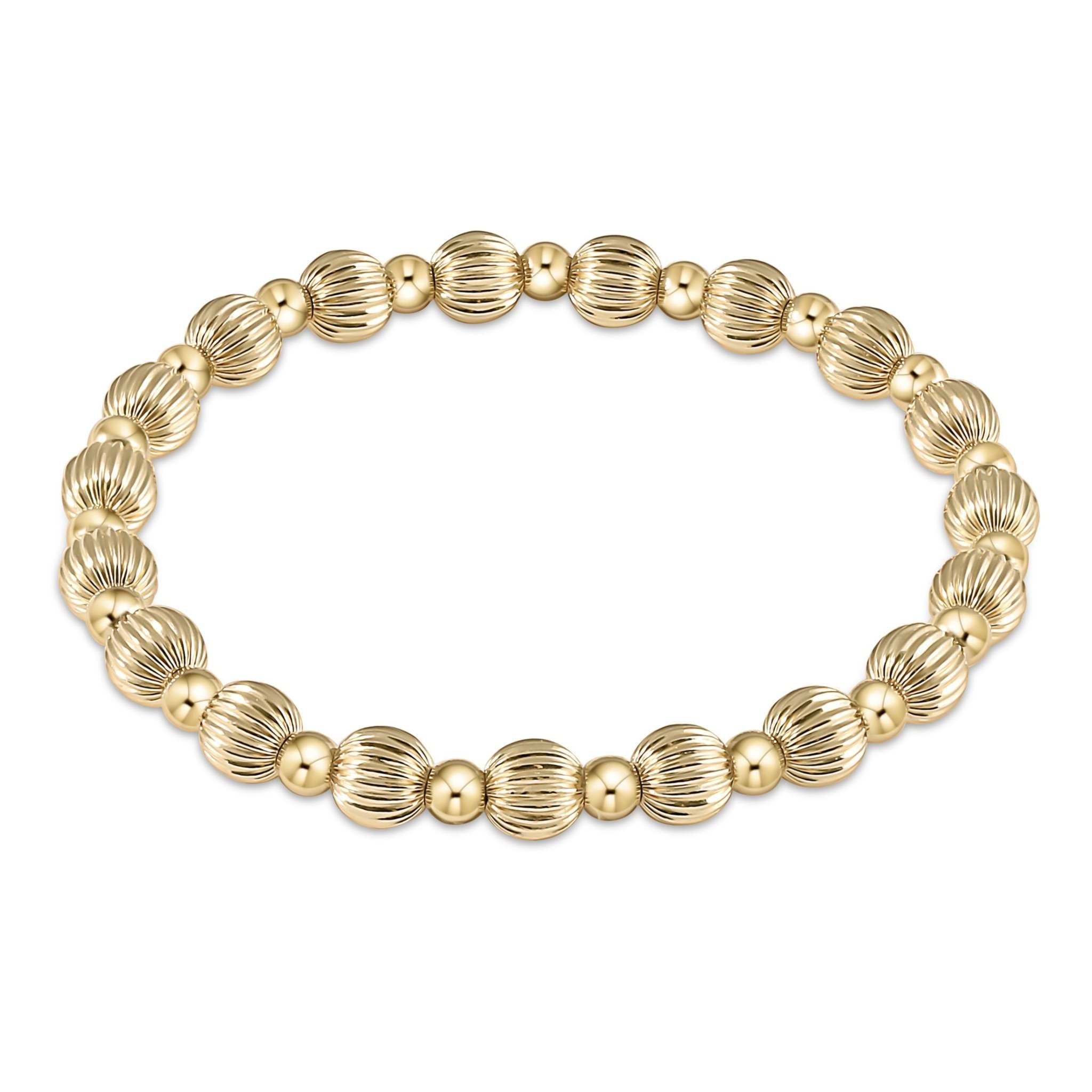 Gold-filled dignity bead bracelet with grateful pattern on high performance elastic