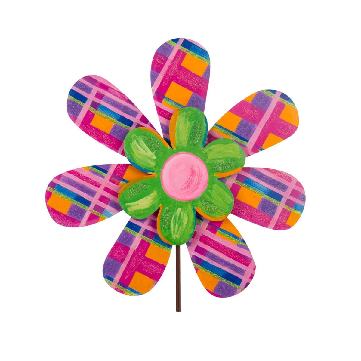 Madras Flower Large stake with an 18-inch square frame featuring a red and white floral pattern.