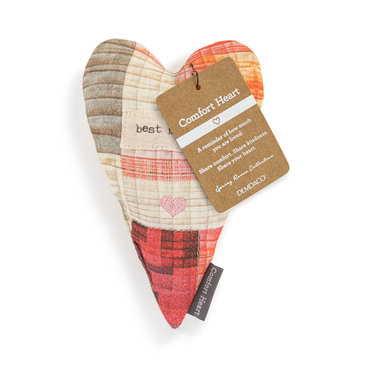 Comfort Heart plush toy with a heart-shaped body made of cotton fabric in soft pink.