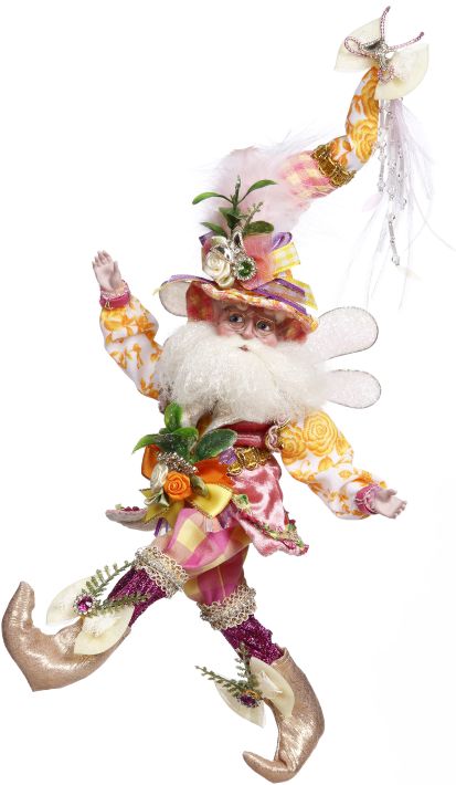 Small Coming Of Spring Fairy figurine with a pastel color palette, floral pattern dress, and delicate fairy silhouette.