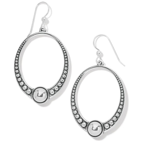 Pretty Tough Oval French Wire Earrings in silver-plated finish with beaded texture.