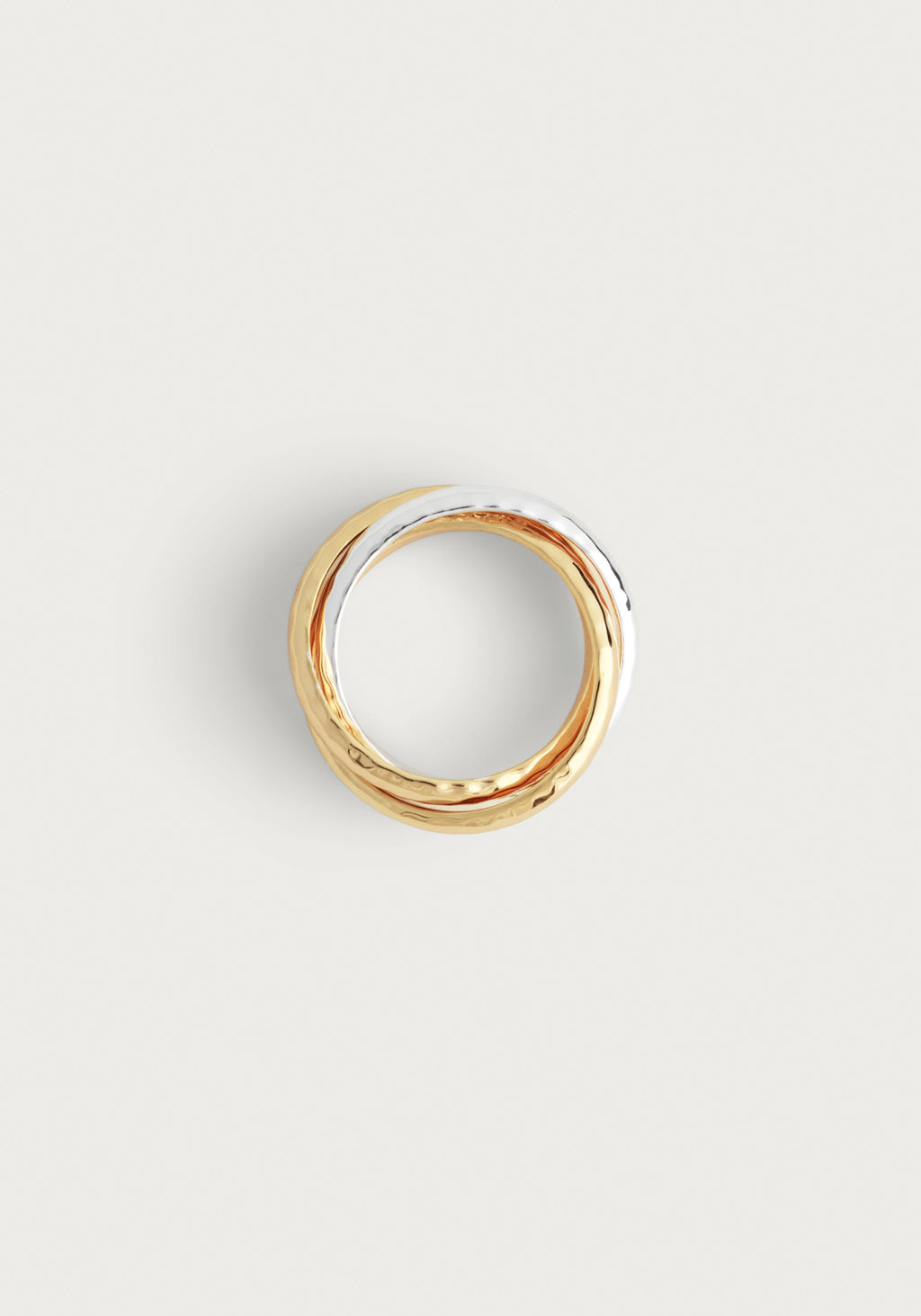 Farrier Mixed Metal Triple Band Ring in 18K gold and sterling silver plated brass.