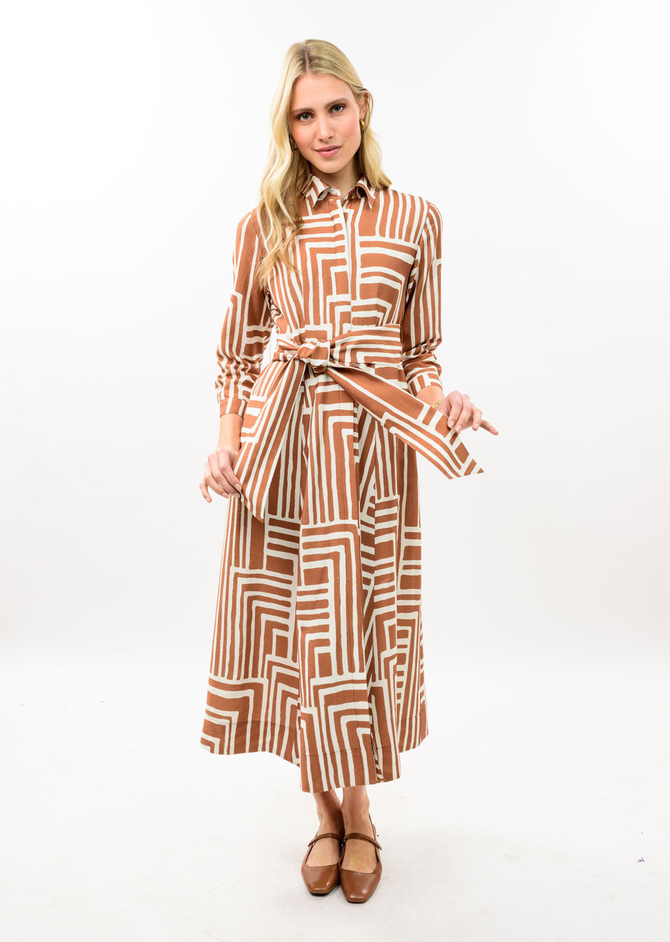 Cheska Graphic Midi Shirt Dress