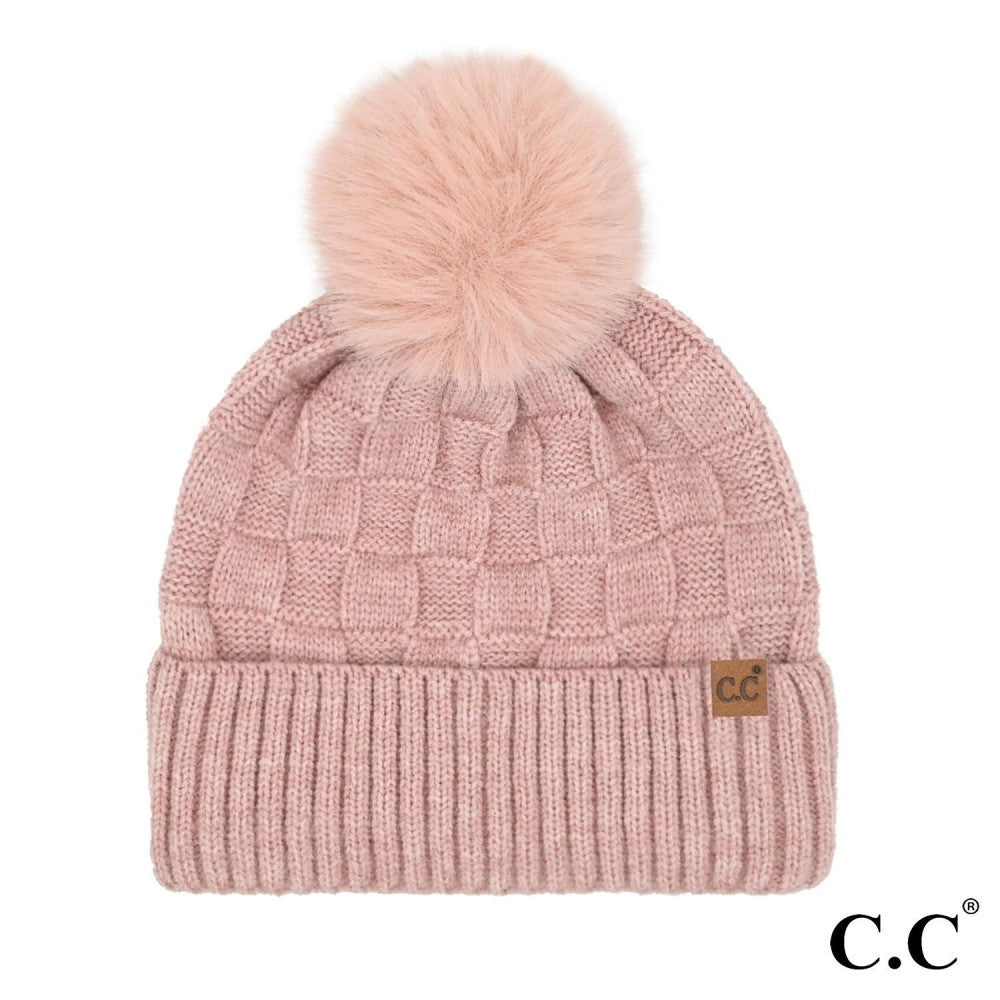 Weaving Texture Pom Beanie