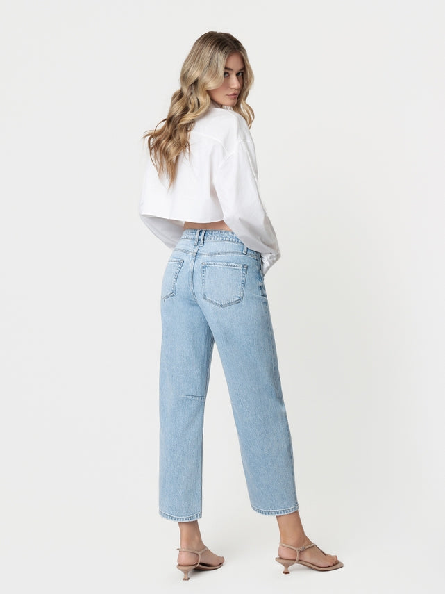 Kate High Rise Light Wash Wide Barrel Jeans