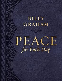 Leathersoft devotional book Peace for Each Day by Billy Graham in a neutral cover with embossed title.