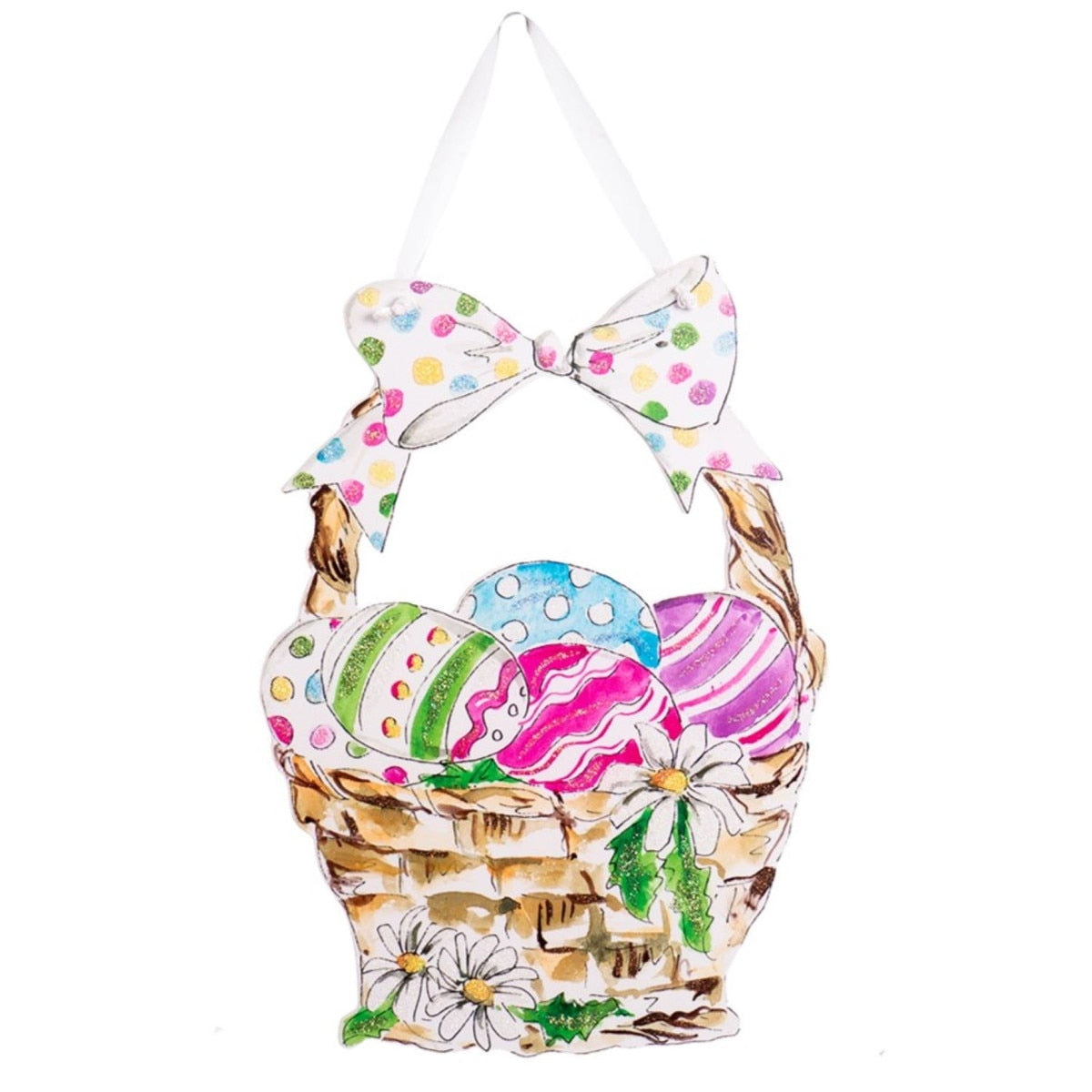 Beck's Classic Easter basket door hanger with a decorative bunny silhouette in natural wood finish.