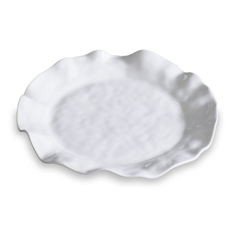 VIDA Havana White Round Platter with a textured surface and wavy, organic edges.