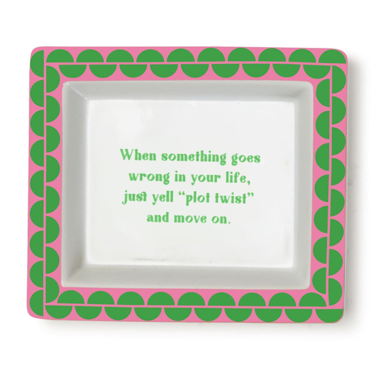 Wooden desk tray with sassy wise saying text in black on light background