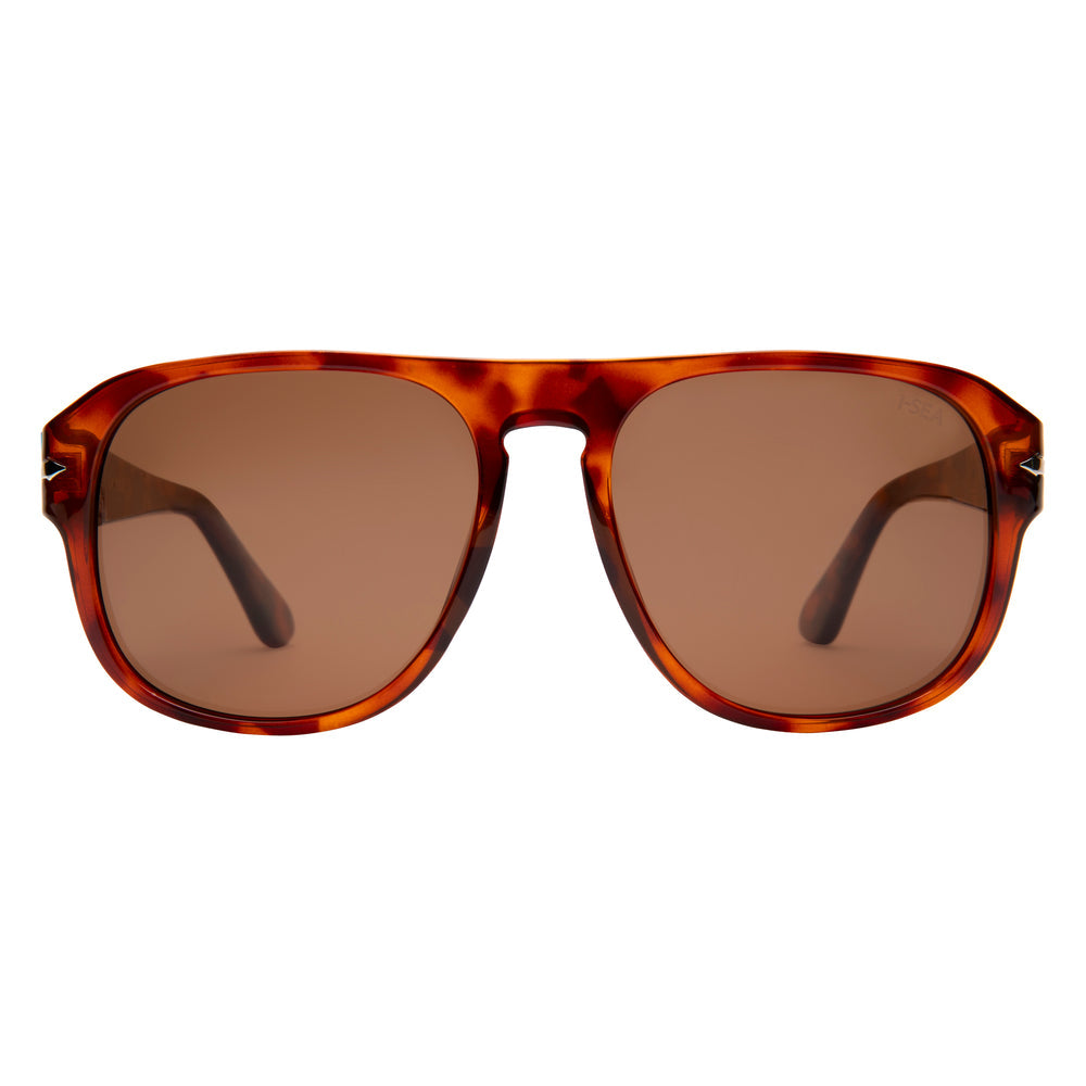 Bayside honey tortoise aviator sunglasses with brown polarized lenses.