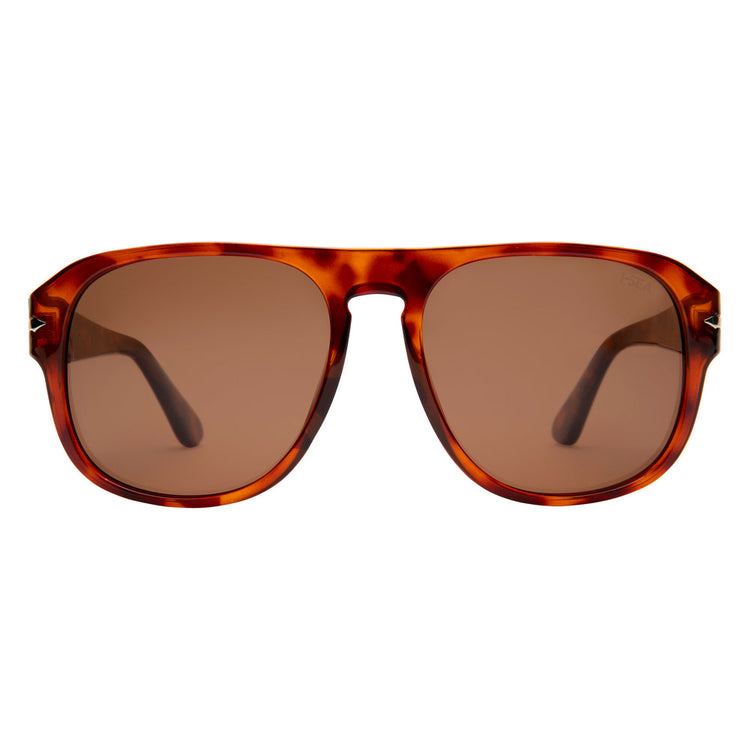 Bayside honey tortoise aviator sunglasses with brown polarized lenses.