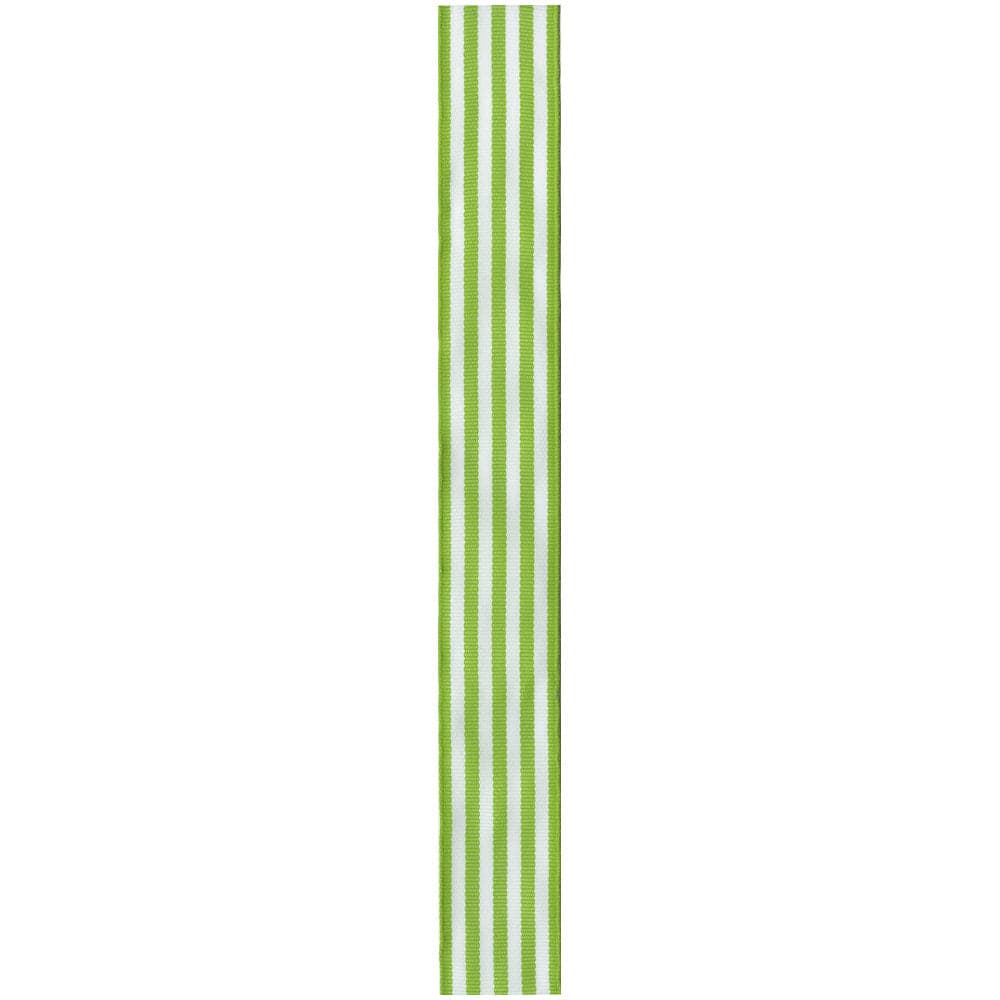 Roll of striped polyester grosgrain wired ribbon in red and white.