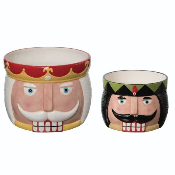 Ceramic Dolomite Nutcracker snack bowl with festive holiday pattern